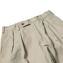 Non Stock BEST SELLERS 1930s IVY Style Double Pleated Chino Trousers - Khaki