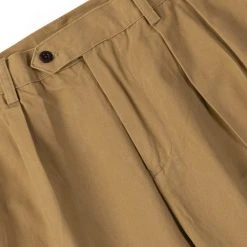 Non Stock 1930s IVY Style Double Pleated Chino Trousers - Yellow BOTTOMS
