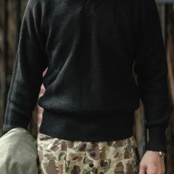 Bronson USAAF Type A-1 V-neck Mechanics Sweater - Black TOPS 16 Bronson USAAF Type A-1 V-neck Mechanics Sweater - Black TOPS