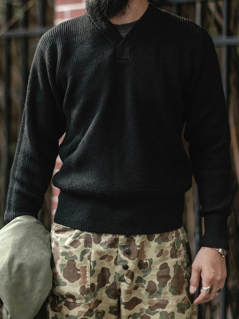 Bronson USAAF Type A-1 V-neck Mechanics Sweater - Black TOPS 3 Bronson USAAF Type A-1 V-neck Mechanics Sweater - Black TOPS