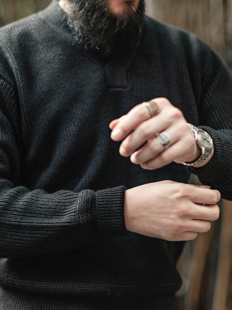 Bronson USAAF Type A-1 V-neck Mechanics Sweater - Black TOPS 4 Bronson USAAF Type A-1 V-neck Mechanics Sweater - Black TOPS