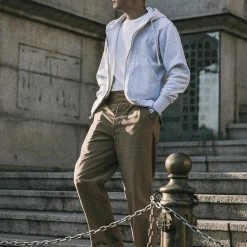 Non Stock 17.5 Oz Terry Cloth Zip-Up Hoodie - Light Gray TOPS