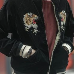 Non Stock 1950s Reversible Acetate Souvenir Jacket - Falcon × Tiger