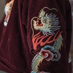 Non Stock 1950s Reversible Acetate Souvenir Jacket - Dragon Tiger Falcon OUTERWEAR