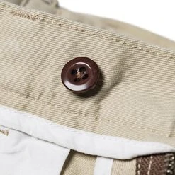 Non Stock BEST SELLERS 1930s IVY Style Double Pleated Chino Trousers - Khaki