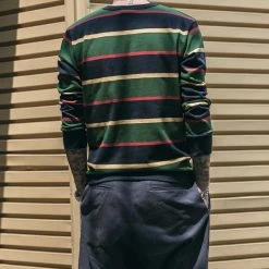 Non Stock TOPS 10 Oz Striped Long Sleeve Crewneck T-Shirt