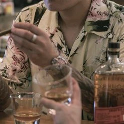 Non Stock Ukiyo-e Tiger & Bamboo Pattern Aloha Shirt - Light Green TOPS