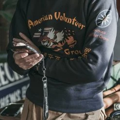 Non Stock Flying Tigers Military Print Sweatshirt - Black TOPS 14 Non Stock Flying Tigers Military Print Sweatshirt - Black TOPS