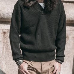 Bronson USAAF Type A-1 V-neck Mechanics Sweater - Black TOPS 19 Bronson USAAF Type A-1 V-neck Mechanics Sweater - Black TOPS