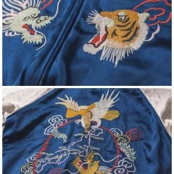 Non Stock 1950s Reversible Acetate Souvenir Jacket - Dragon Tiger Falcon OUTERWEAR