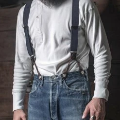Bronson ACCESSORIES Old-Time X-Back Leather Button Suspender