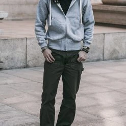 Non Stock 17.5 Oz Terry Cloth Zip-Up Hoodie - Gray TOPS