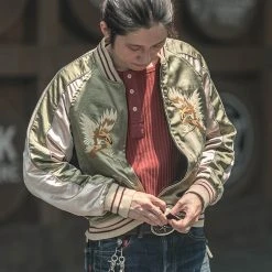 Non Stock 1950s Reversible Acetate Souvenir Jacket - Falcon × Tiger