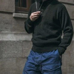 Bronson TOPS US Army High Neck Wool Sweater - Black