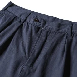 Non Stock Classic Straight Leg Double Pleated Shorts - Navy BOTTOMS