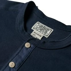 Bronson Vintage Long Sleeve Henley T-Shirt - Navy TOPS