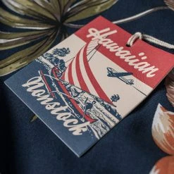 Non Stock Plants & Flowers Pattern Aloha Shirt - Navy
