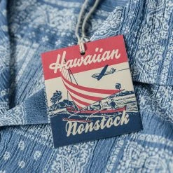 Non Stock Paisley Print Seersucker Open Collar Shirt - Sky Blue TOPS