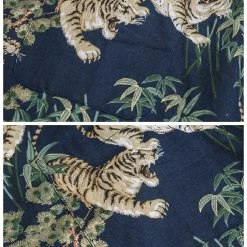 Bronson Lot AS08 Ukiyo-e Tiger & Bambo Pattern Aloha Shirt - Navy Back In Stock
