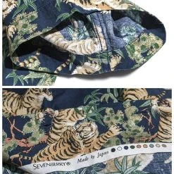 Bronson Lot AS08 Ukiyo-e Tiger & Bambo Pattern Aloha Shirt - Navy Back In Stock