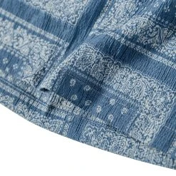 Non Stock Paisley Print Seersucker Open Collar Shirt - Sky Blue TOPS