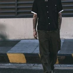 Non Stock TOPS Loose Embroidery Bowling Shirt