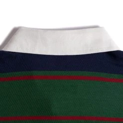Non Stock Classic Fit Striped Jersey Rugby Shirt - Blackish Green Ivy Stripe TOPS