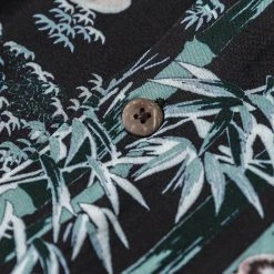 Non Stock Ukiyo-e Tiger & Bamboo Pattern Aloha Shirt - Black