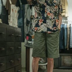 Non Stock Plants & Flowers Pattern Aloha Shirt - Navy