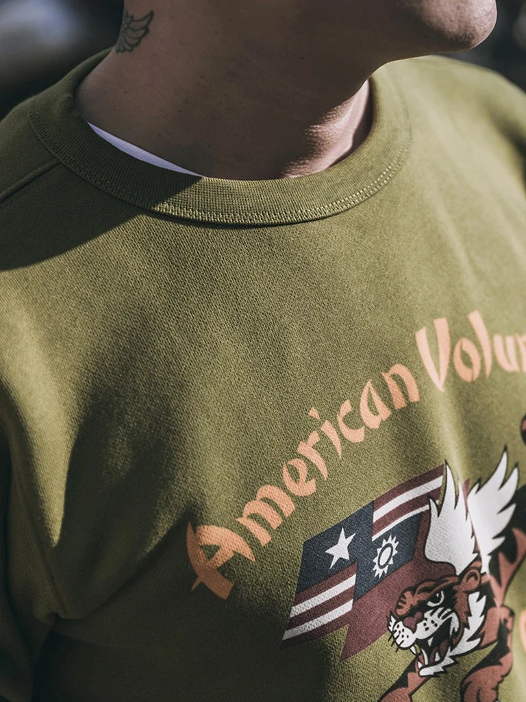 Non Stock Flying Tigers Military Print Sweatshirt - Olive 6 Non Stock Flying Tigers Military Print Sweatshirt - Olive