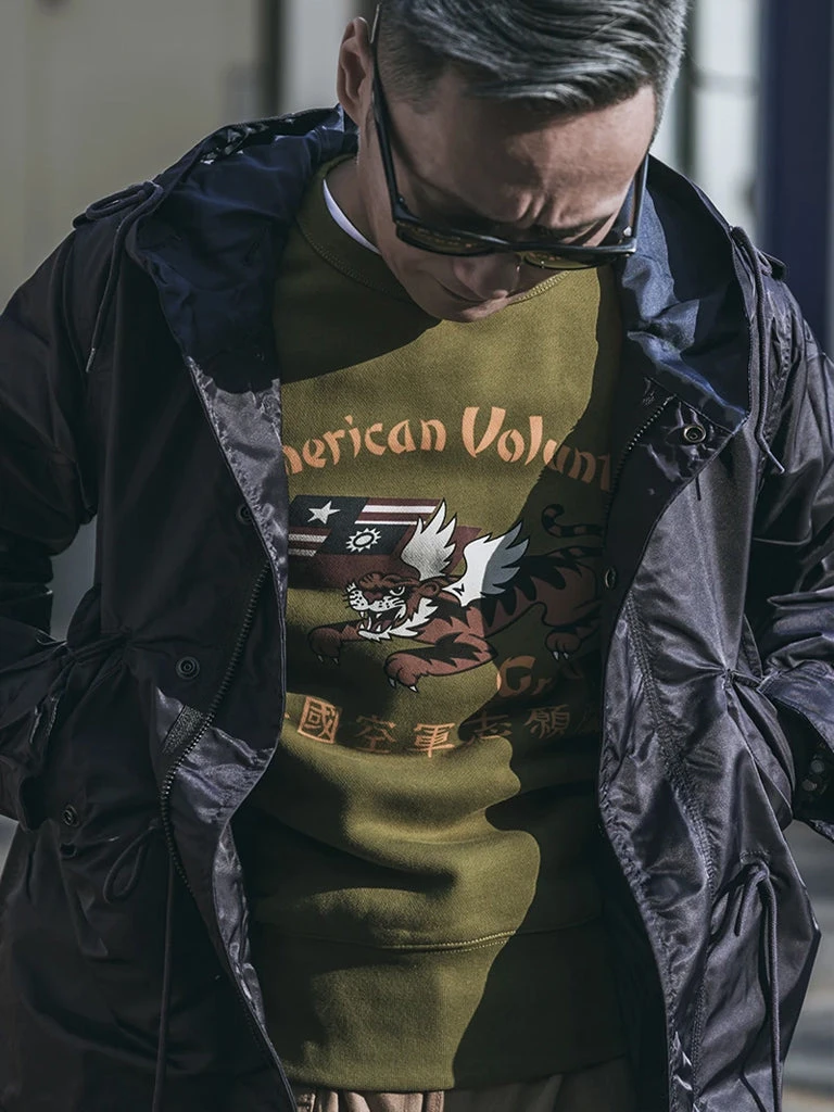 Non Stock Flying Tigers Military Print Sweatshirt - Olive 7 Non Stock Flying Tigers Military Print Sweatshirt - Olive