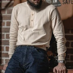 Bronson Vintage Long Sleeve Henley T-Shirt - Apricot NEW ARRIVALS