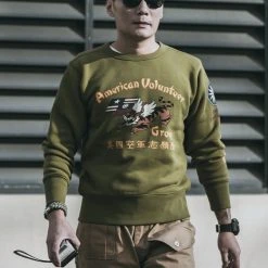 Non Stock Flying Tigers Military Print Sweatshirt - Olive 18 Non Stock Flying Tigers Military Print Sweatshirt - Olive