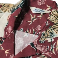 Non Stock Ukiyo-e Tiger & Crane Pattern Aloha Shirt - Wine Red TOPS 18 Non Stock Ukiyo-e Tiger & Crane Pattern Aloha Shirt - Wine Red TOPS