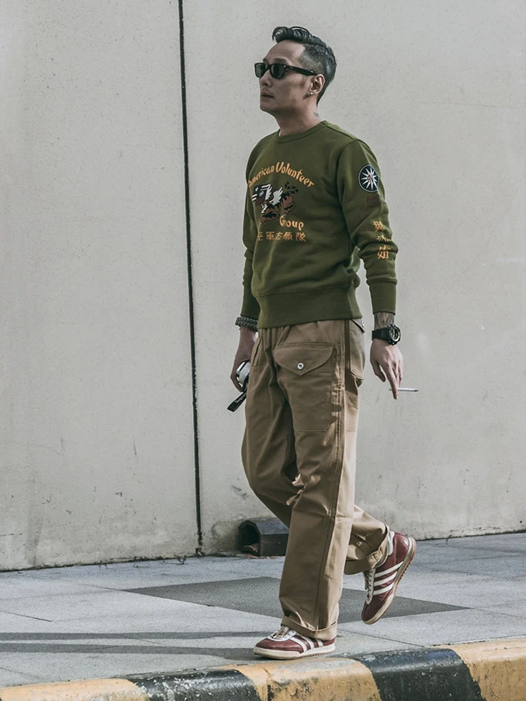 Non Stock Flying Tigers Military Print Sweatshirt - Olive 8 Non Stock Flying Tigers Military Print Sweatshirt - Olive