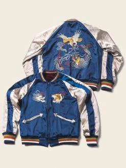 Non Stock 1950s Reversible Acetate Souvenir Jacket - Dragon Tiger Falcon OUTERWEAR