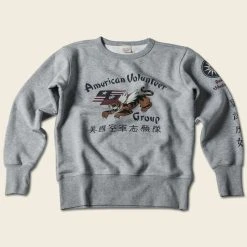 Non Stock Flying Tigers Military Print Sweatshirt - Gray TOPS