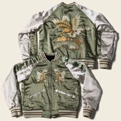 Non Stock 1950s Reversible Acetate Souvenir Jacket - Falcon × Tiger