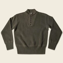 Bronson TOPS US Army High Neck Wool Sweater - Olive