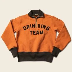 Bronson 1920s Drinking Team Motorcycle Racing Sweatshirt - Orange