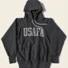 Non Stock TOPS 1970s USAFA 18 Oz Reverse Weave Hoodie - Black