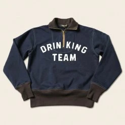 Bronson 1920s Drinking Team Motorcycle Racing Sweatshirt - Navy