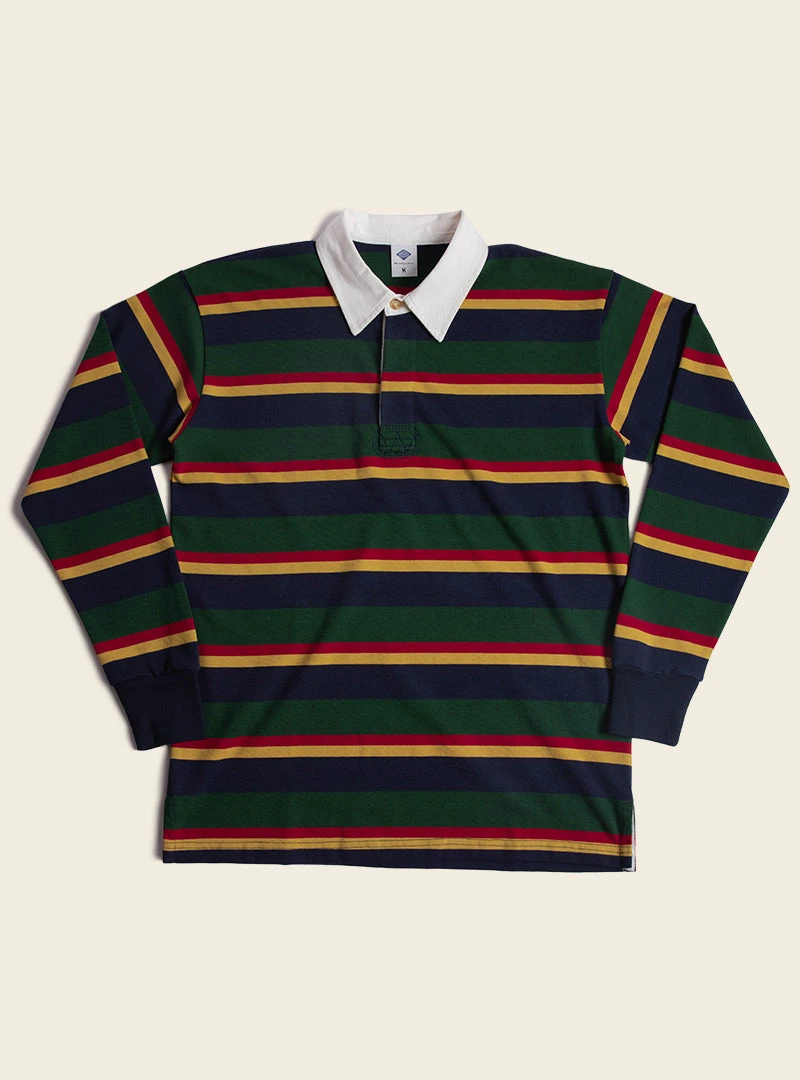 Non Stock Classic Fit Striped Jersey Rugby Shirt - Green Ivy Stripe TOPS 1 Non Stock Classic Fit Striped Jersey Rugby Shirt - Green Ivy Stripe TOPS