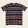 Non Stock 9.8 Oz IVY Style Striped T-Shirt - Burgundy Red/Navy TOPS