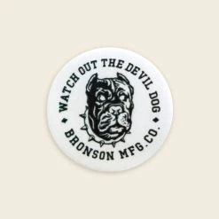 Bronson Vintage Watchdog Pin Button Badge - White