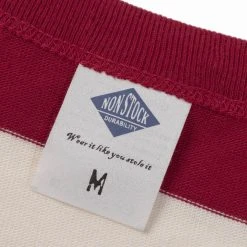 Non Stock Heavyweight Cotton Wide Striped T-Shirt - Red/Apricot TOPS