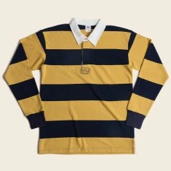 Non Stock TOPS Classic Fit Striped Jersey Rugby Shirt - Yellow And Navy Blue Stripe