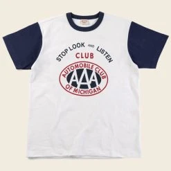 Non Stock 1960s Hot Rod Style T-Shirt - AAA AUTOMOBILE CLUB Back In Stock