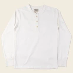 Bronson Vintage Long Sleeve Henley T-Shirt - White