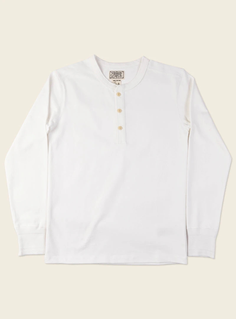 Bronson Vintage Long Sleeve Henley T-Shirt - White 1 Bronson Vintage Long Sleeve Henley T-Shirt - White